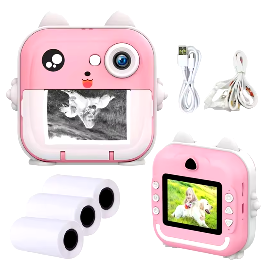 Cámara digital para niños con impresión instantánea, minicámara de vídeo para niños, pantalla HD de 1080P, juguete para exteriores, impresión en papel térmico