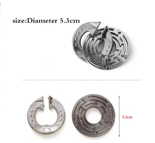 1 pieza de rompecabezas clásico de metal con coeficiente intelectual, rompecabezas mágico y desconcertante, juego de rompecabezas de cuerdas cerebrales, juguete novedoso para niños y adultos.
