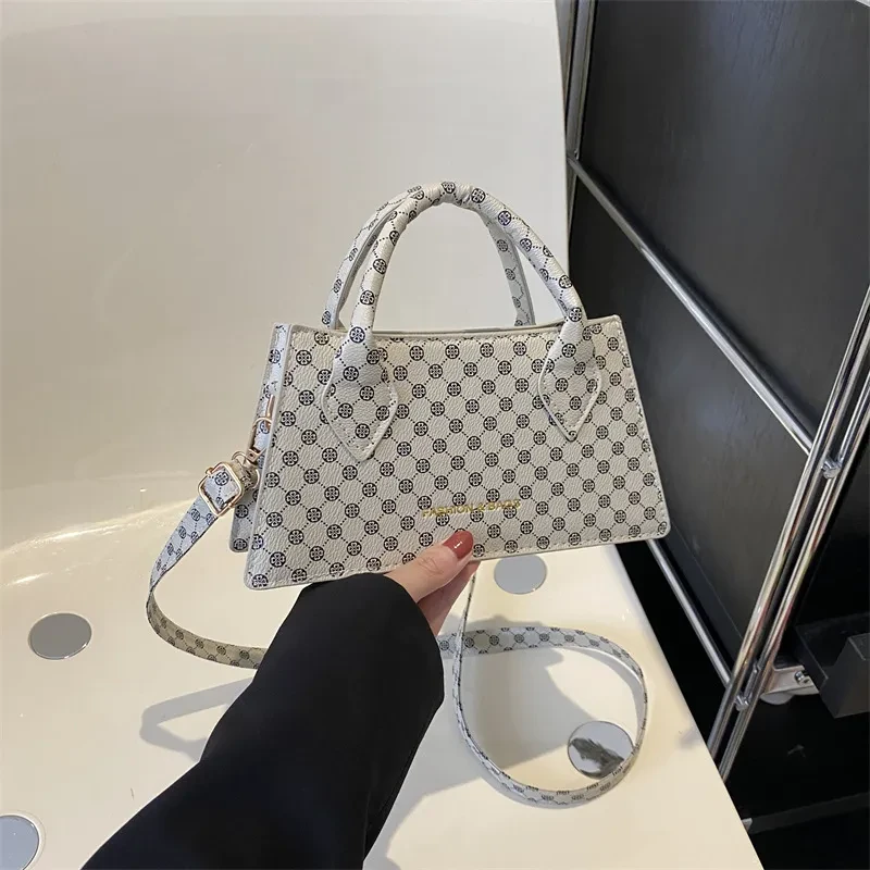 Bolso bandolera de cuadros retro, informal, portátil y sencillo, a la moda, para mujer