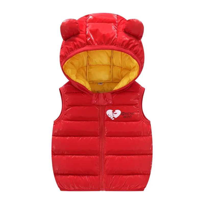 Chaleco de plumón cálido para niños, chaleco sin mangas de otoño para bebés, niños y niñas, ropa de abrigo para niños, chalecos, chaquetas con capucha para niños.
