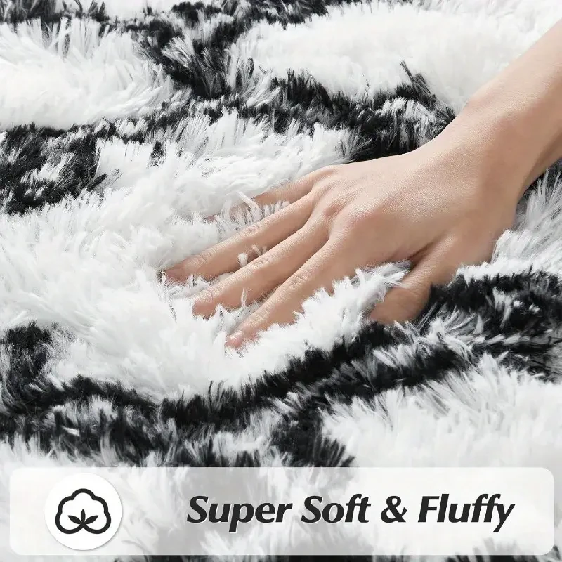 1 alfombra de lujo suave y peluda con diseño geométrico de rombos, de fibra de poliéster esponjosa, ideal para sala de estar y dormitorio, antideslizante, lavable a máquina.