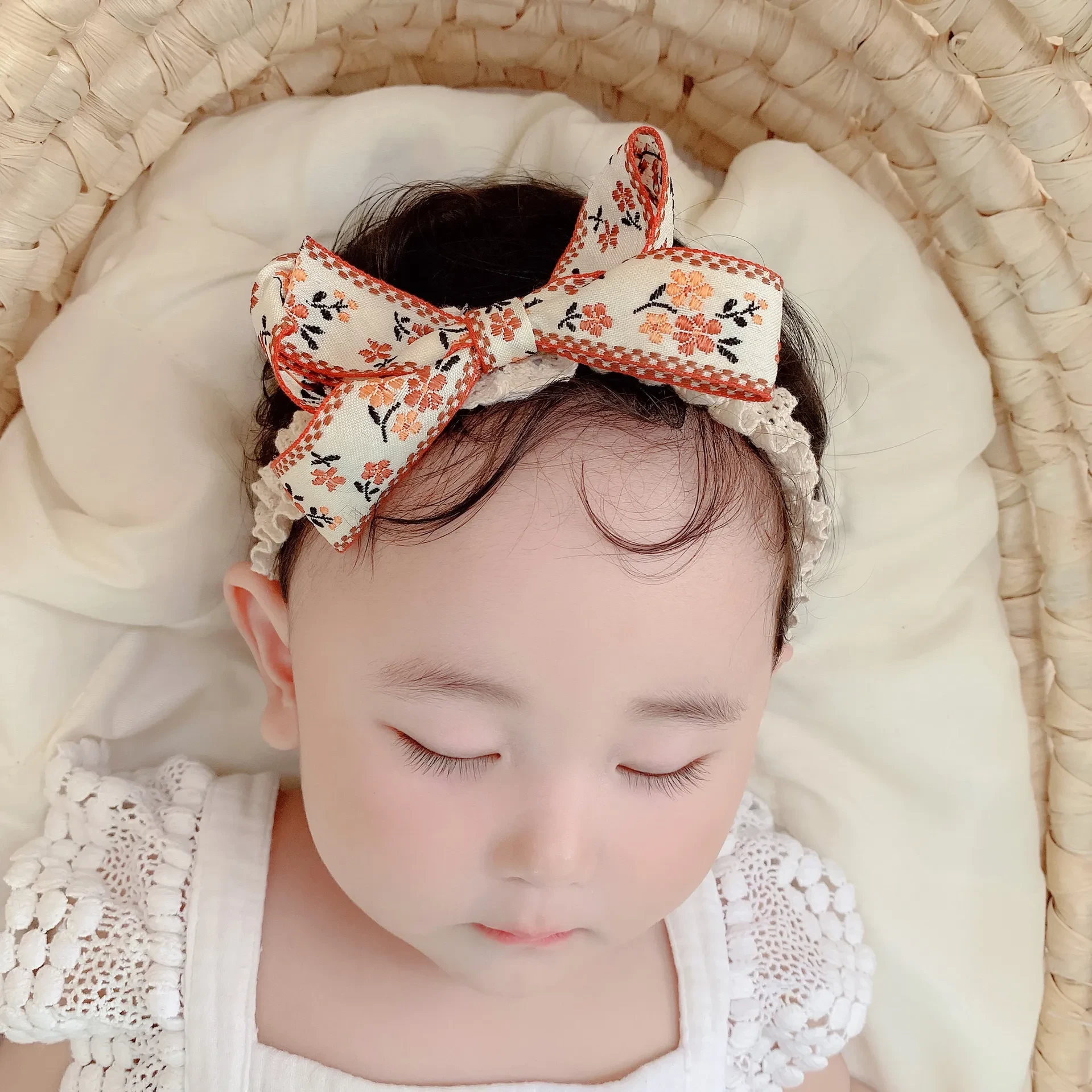 Diadema grande para bebé con borde de algodón elástico y tiara de princesa