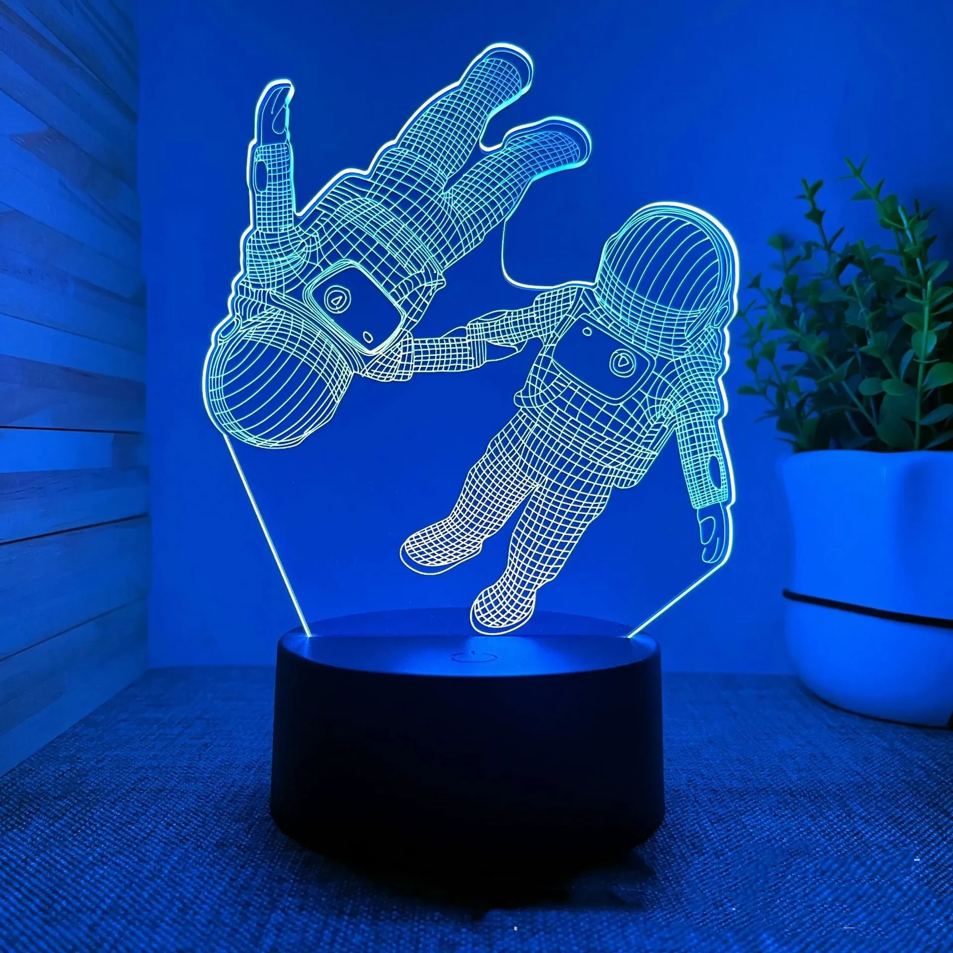 Lámpara de noche 3D pequeña, lámpara de mesa astronauta