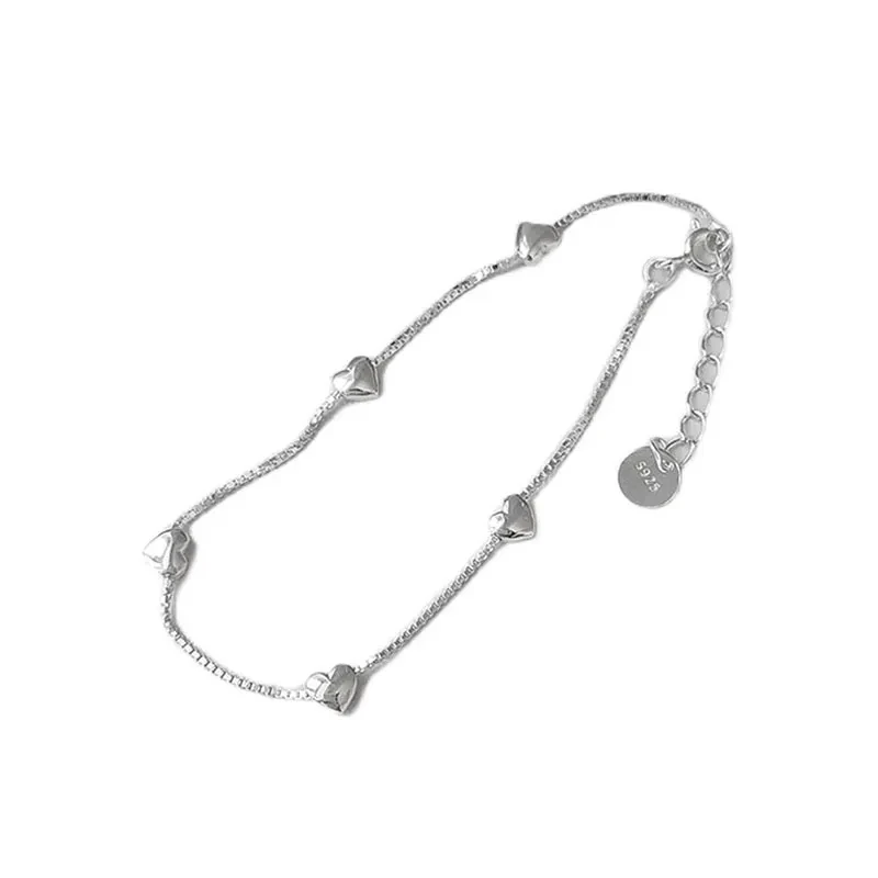 Pulsera de plata de ley S925 con corazón amoroso para mujer, dulce temperamento.