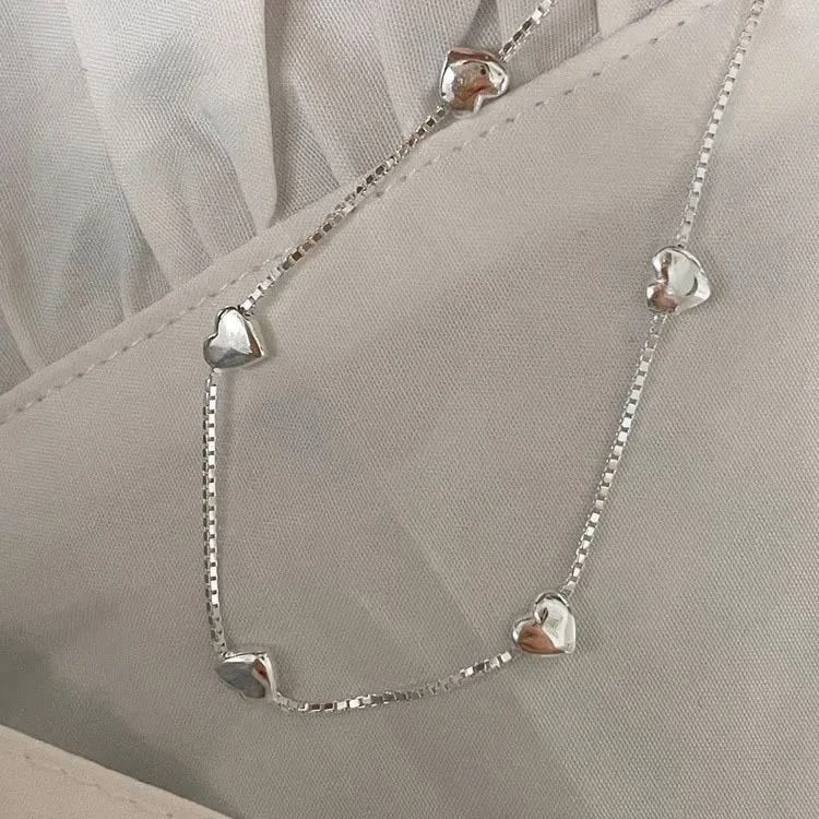 Pulsera de plata de ley S925 con corazón amoroso para mujer, dulce temperamento.