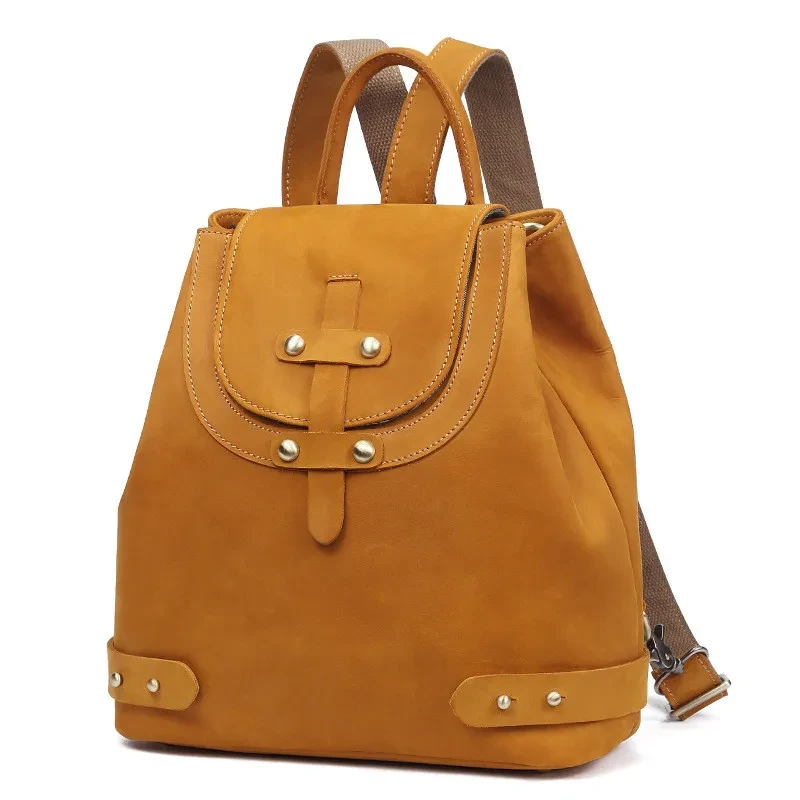Mochila retro de cuero Crazy Horse para mujer