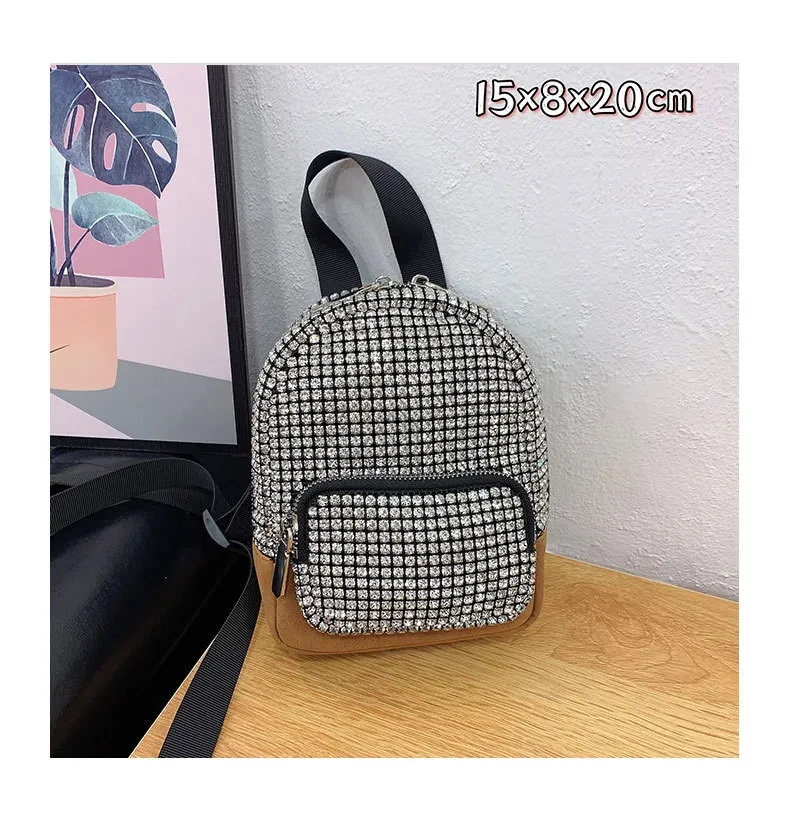 Mini mochila cruzada con diamantes de imitación para mujer