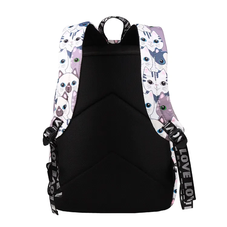 Mochila con estampado de gato de cabeza grande de dibujos animados