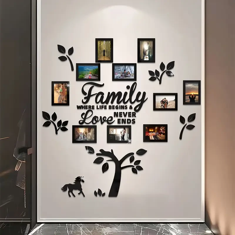 Marco de fotos DIY para selfies, collage con plantilla para colgar y diseño para montar en la pared, Home Tree