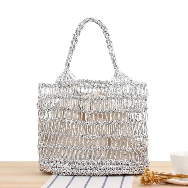Bolsa de paja portátil para vacaciones en la playa