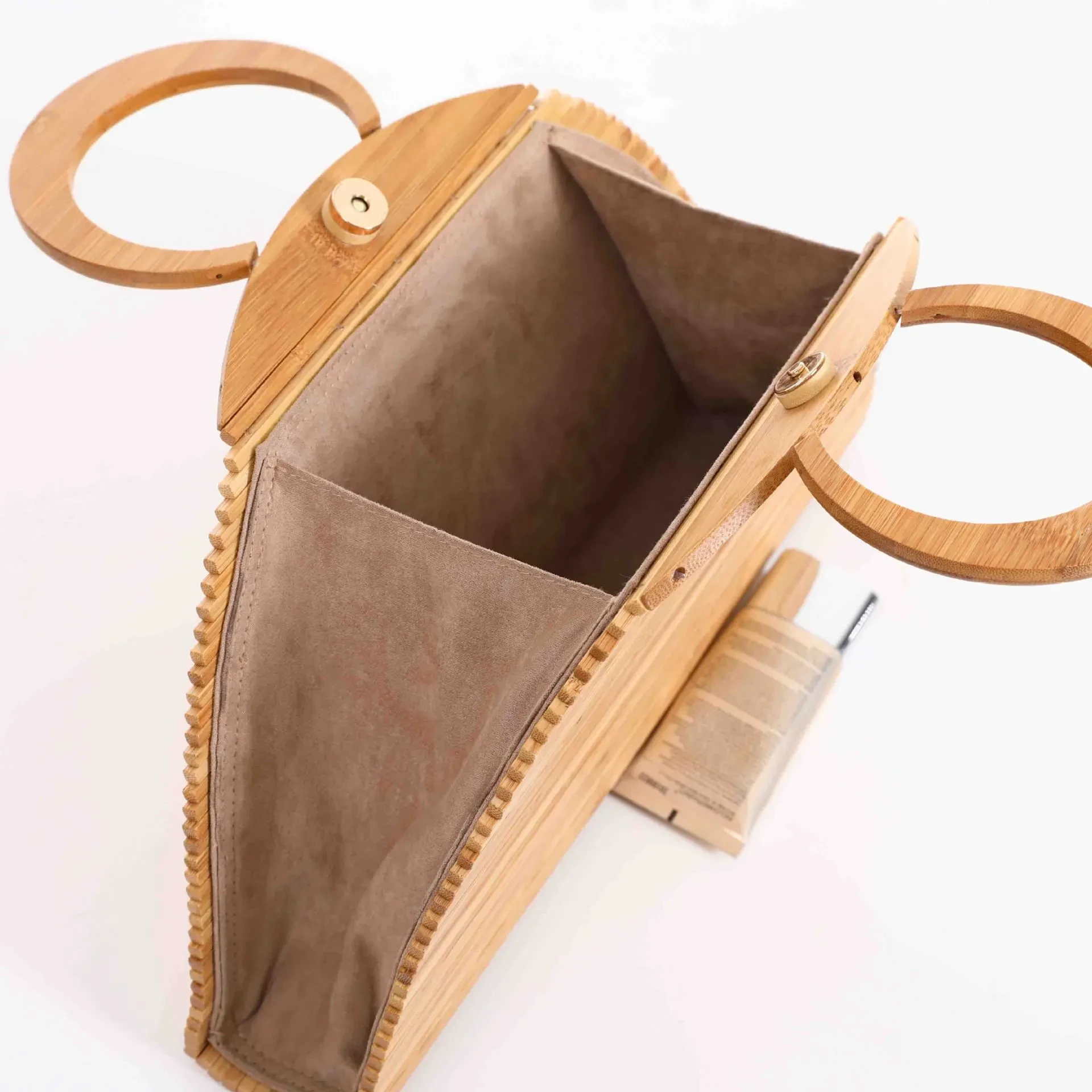 Bolso de mano de bambú tejido a mano Bolso de bambú natural Bolso de mano