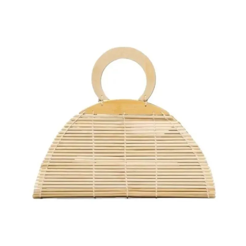 Bolso de mano de bambú tejido a mano Bolso de bambú natural Bolso de mano