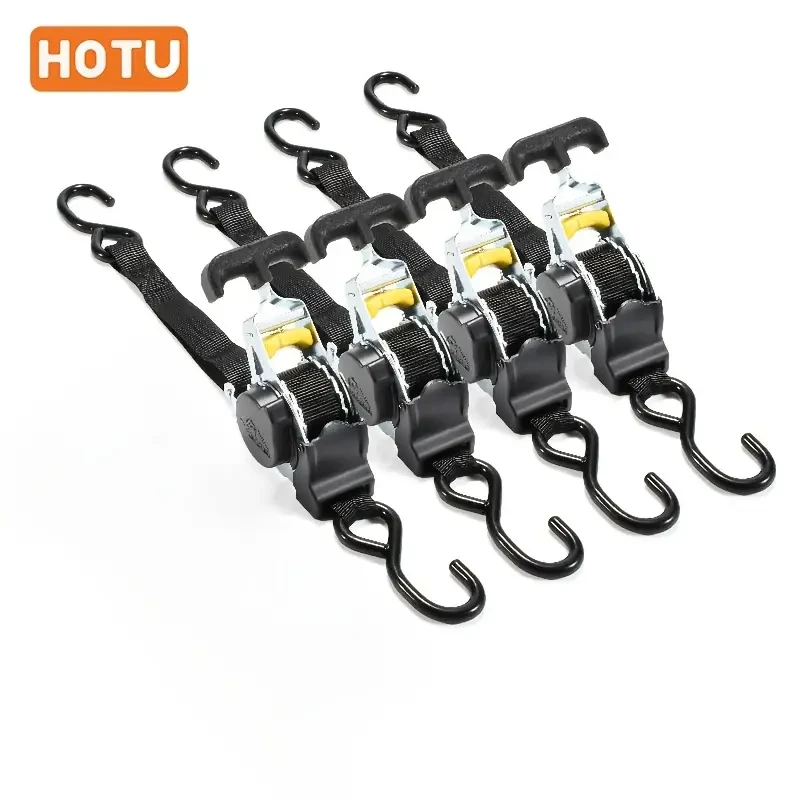 Correas de carga resistentes HOTU (2/4 piezas): extensibles, agarre antideslizante y trinquete de acero inoxidable para remolque y recuperación seguros de vehículos.