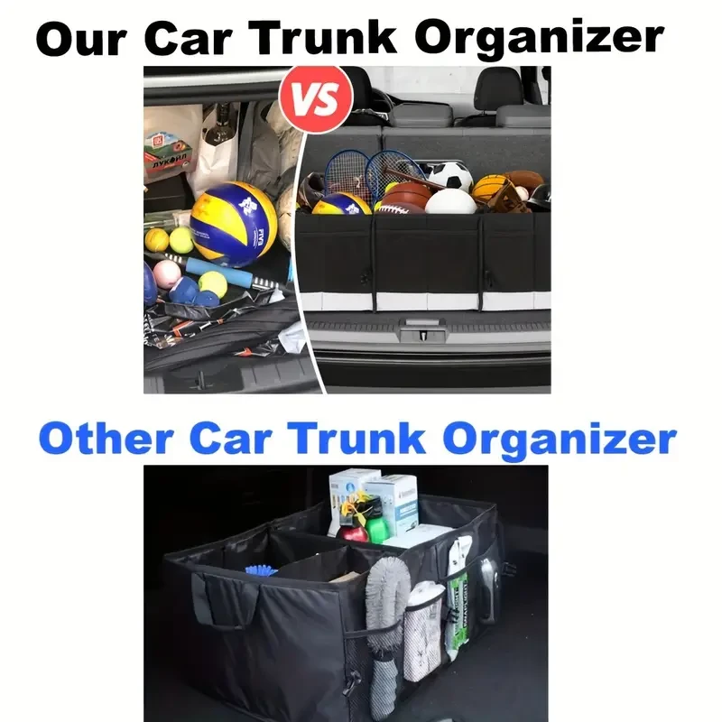 Organizador plegable grande para coche: caja de almacenamiento de tela resistente para SUV, ideal para acampar al aire libre y picnics.