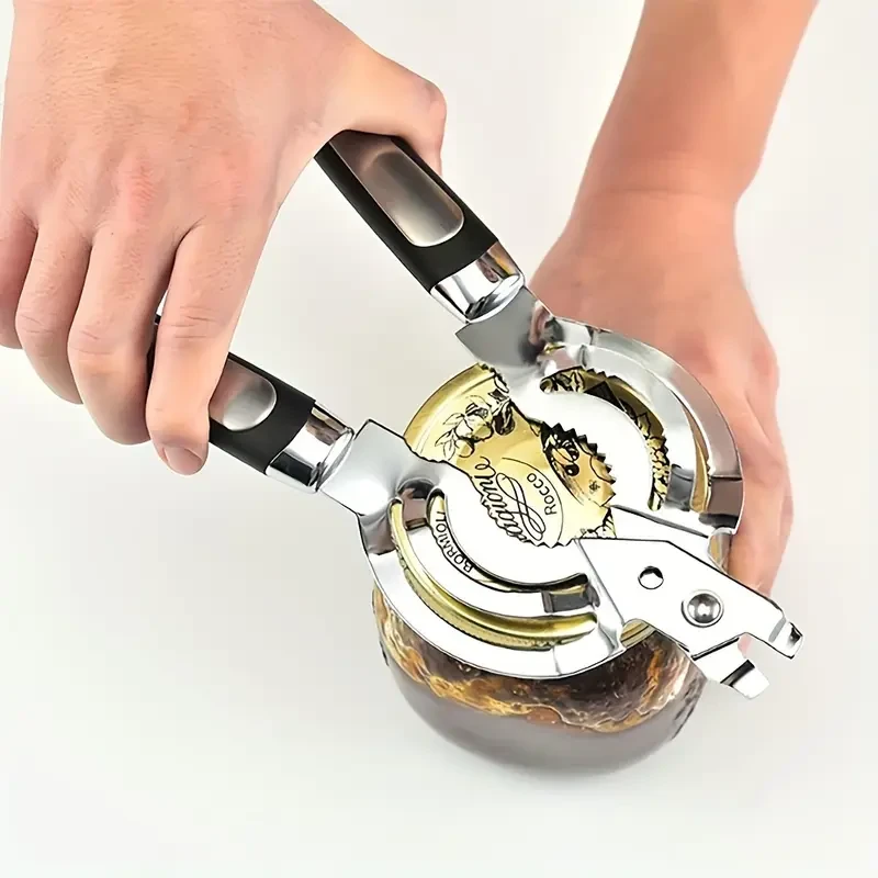 Abridor de frascos de acero inoxidable, multiusos, de fácil agarre, herramienta manual para abrir botellas sin esfuerzo, ideal para personas mayores con artritis y manos débiles, utensilio de cocina duradero.
