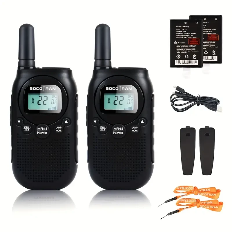 Walkie-talkies recargables para adultos, largo alcance de 8 km, cargador USB, 22 canales, VOX, linterna, LCD, radio bidireccional FRS, batería recargable de iones de litio, 2 paquetes para regalo de Navidad, camping, viajes familiares por carretera, sende