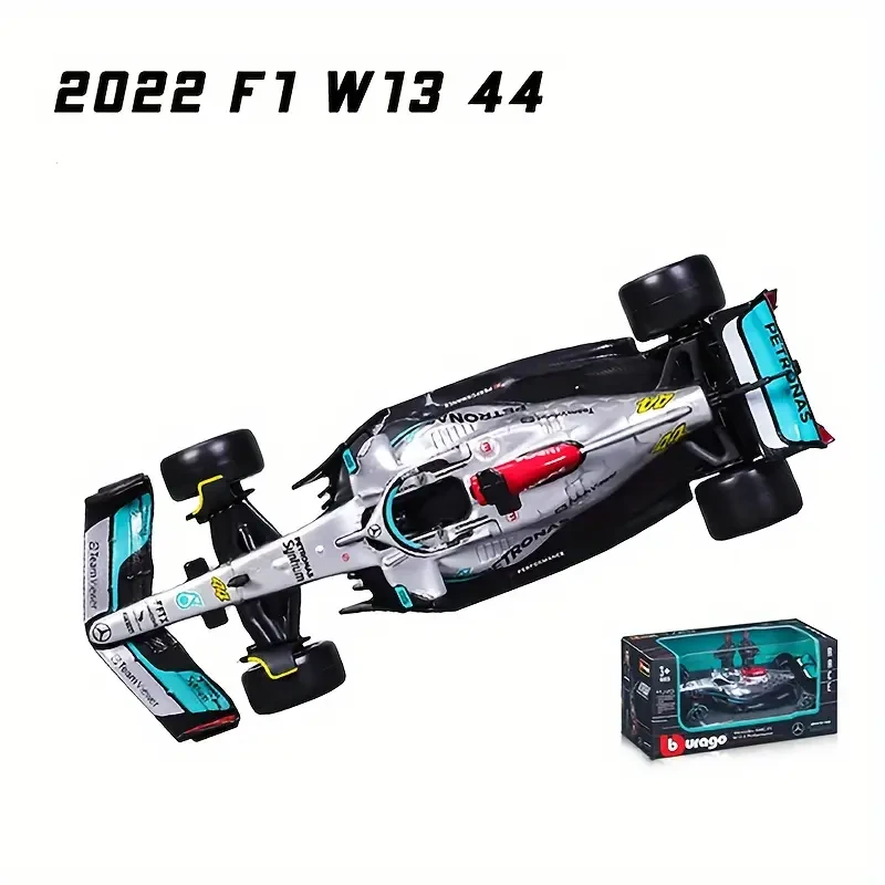 Burago 1:43 2022 Mercedes-AMG Benz F1 Team W13 44# y 63# Aleación Modelo de coche de carreras de Fórmula 1 Colección Regalos Regalo de Navidad y Halloween