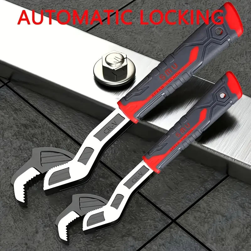 Llave versátil de liberación rápida con dientes de precisión - Autoblocante multitamaño, agarre bicolor para tuberías, tornillos y más - Ideal para reparaciones de aire acondicionado, automóviles y el hogar