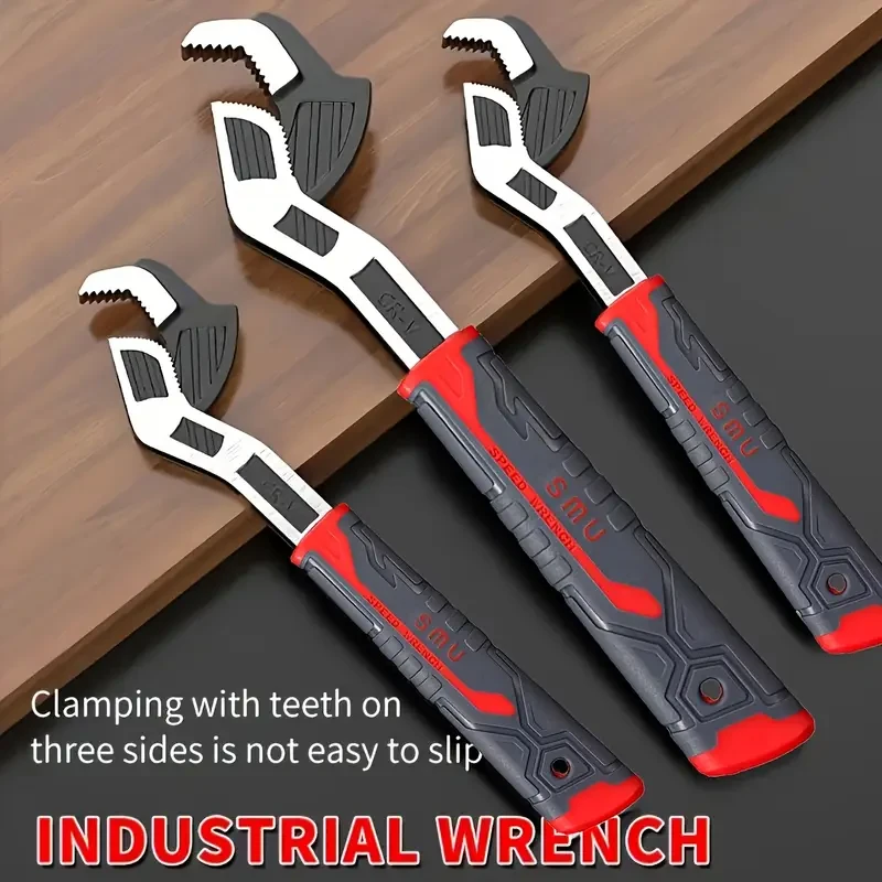 Llave versátil de liberación rápida con dientes de precisión - Autoblocante multitamaño, agarre bicolor para tuberías, tornillos y más - Ideal para reparaciones de aire acondicionado, automóviles y el hogar