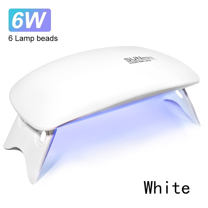 Mini secador de uñas portátil de 6 W con lámpara UV para manicura con 6 LED