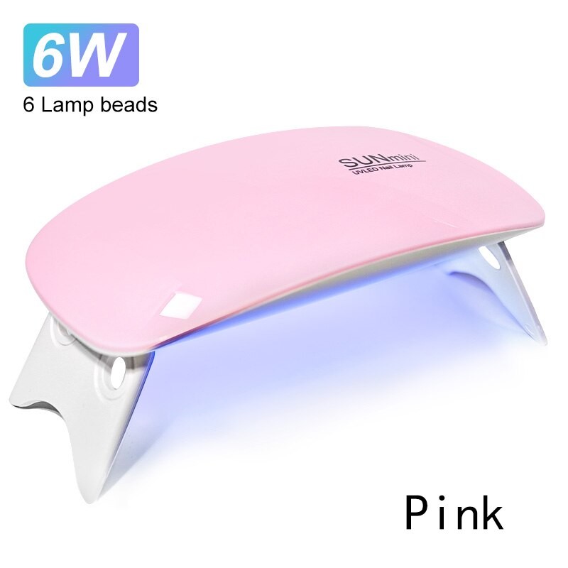Mini secador de uñas portátil de 6 W con lámpara UV para manicura con 6 LED