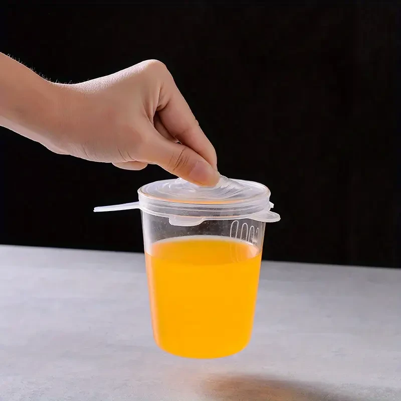 6 tapas elásticas de silicona reutilizables y duraderas.