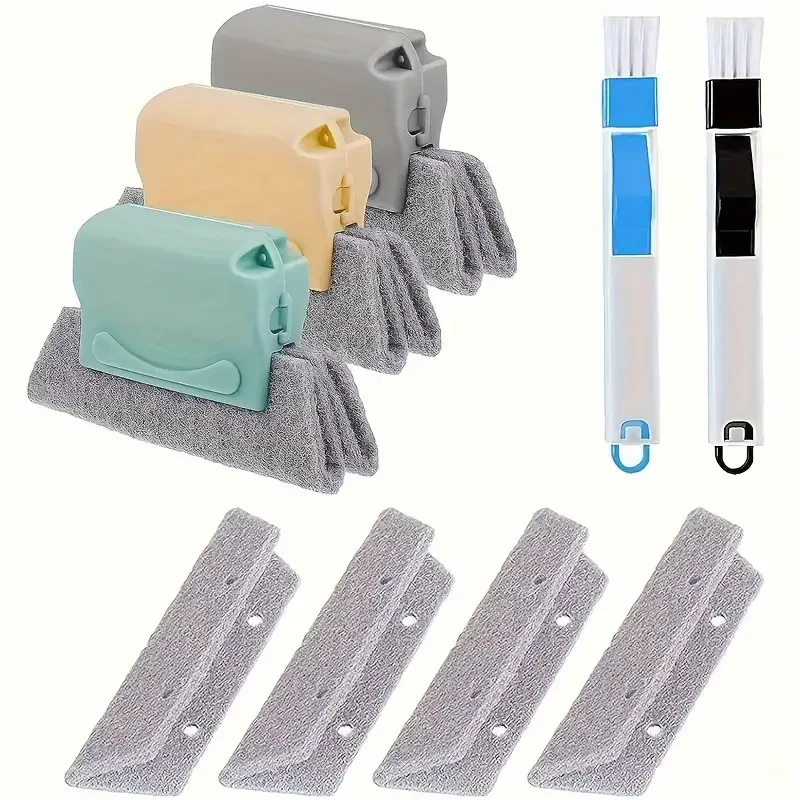 Juego de 8 cepillos para limpiar rieles de ventanas