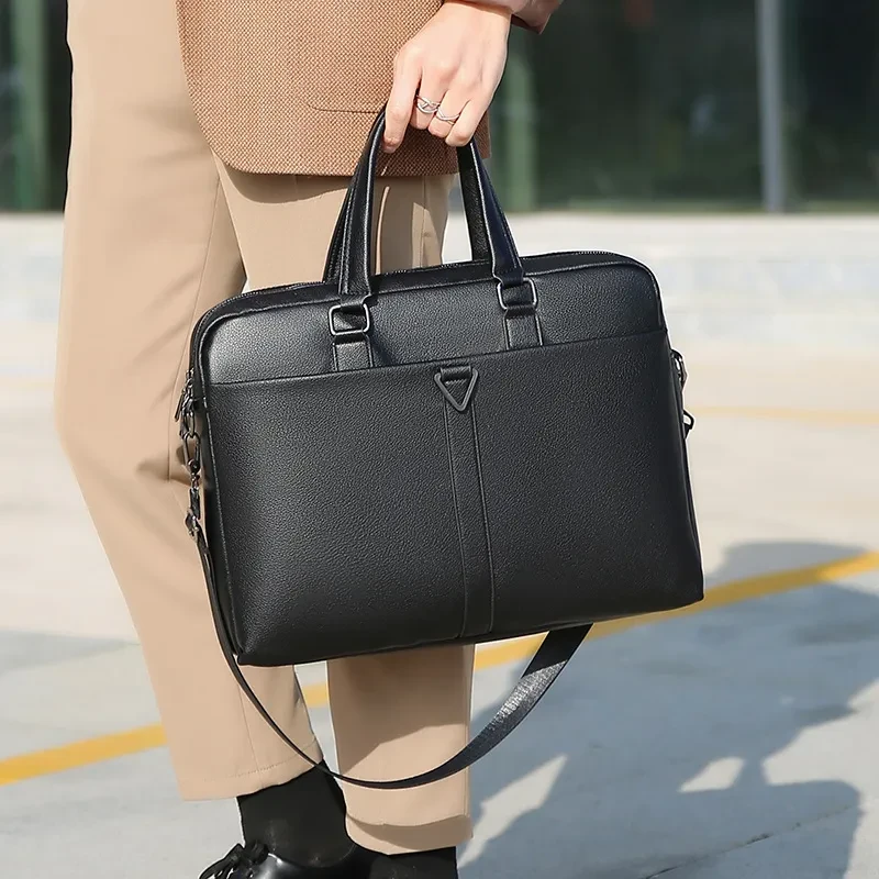 Maletín de negocios portátil de PU con diseño oblicuo para hombre, gran capacidad, para viajes