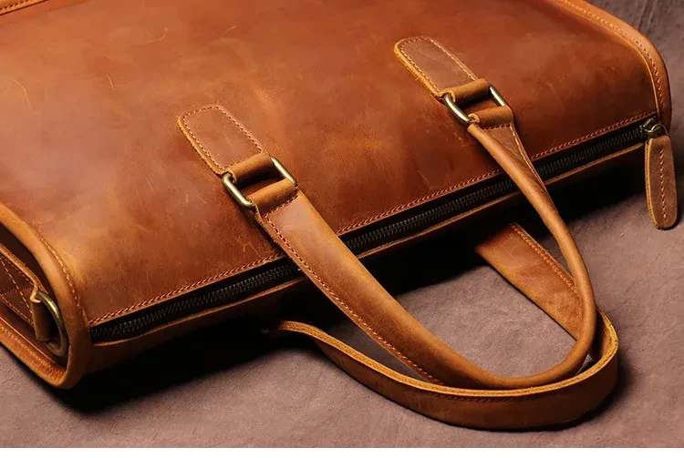Maletín de cuero Crazy Horse para portátil para hombre