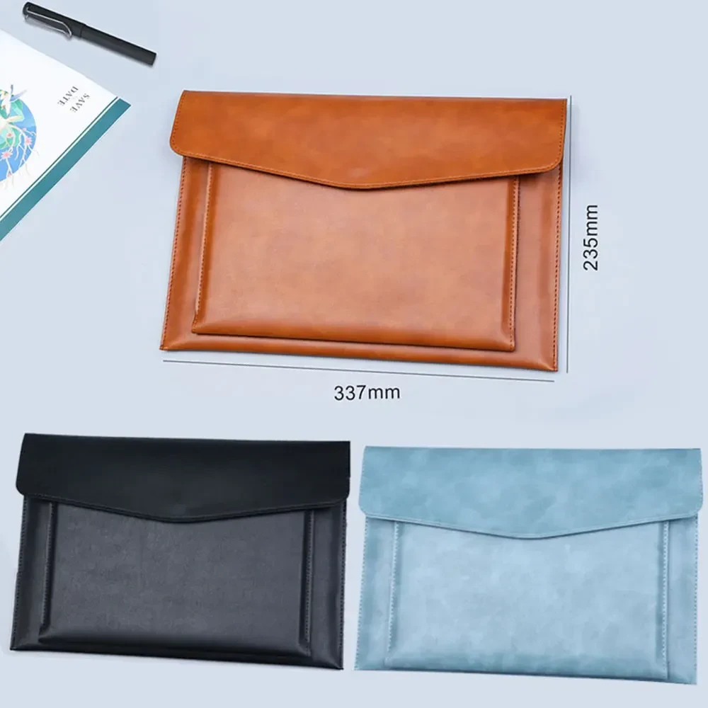 Bolsa de archivo A4 con funda protectora de cuero de doble capa y gran capacidad