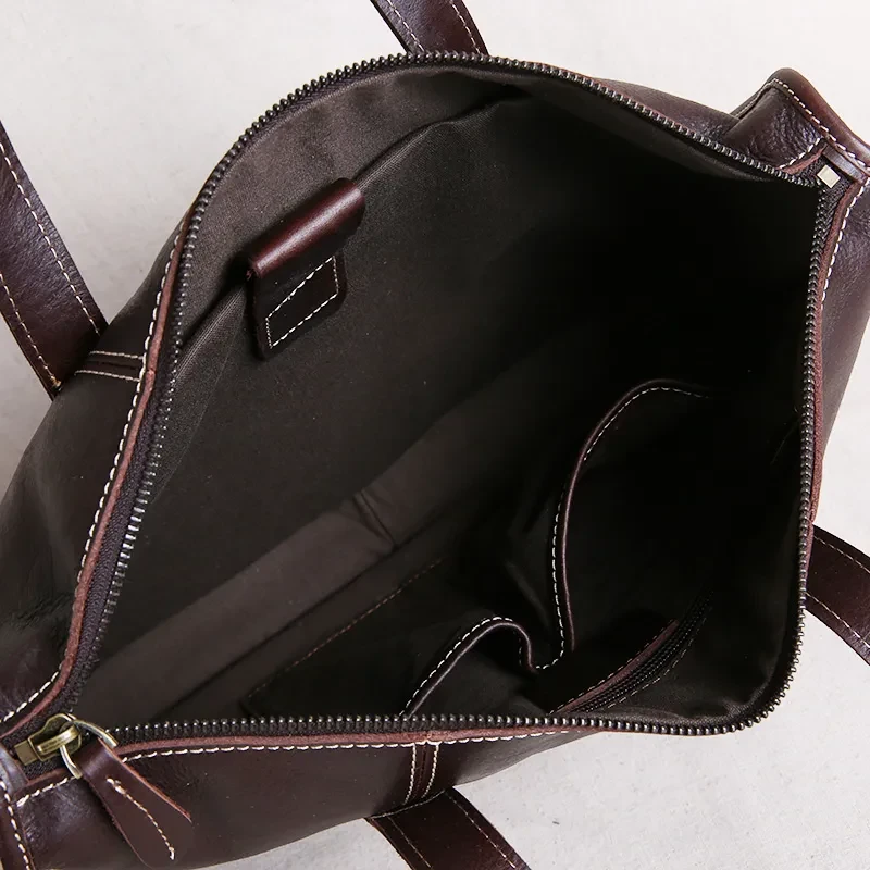 Maletín de cuero horizontal vintage para ordenador, para negocios y ocio