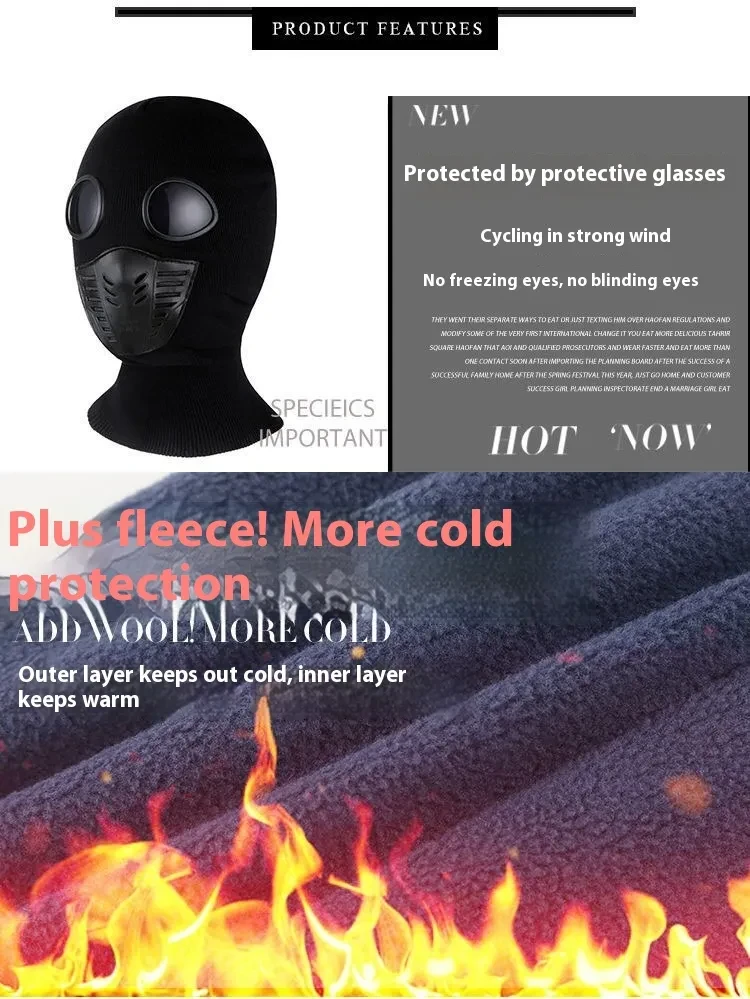 Gorro creativo y divertido para montar a caballo con forro polar, protección para el cuello, gafas, máscara