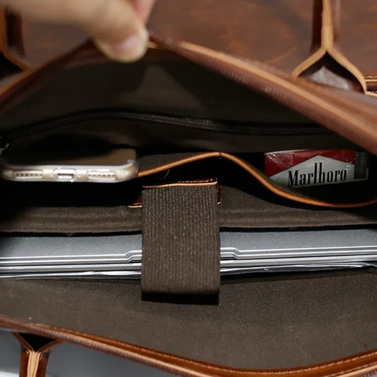 Bolso de mano nuevo de piel auténtica para hombre