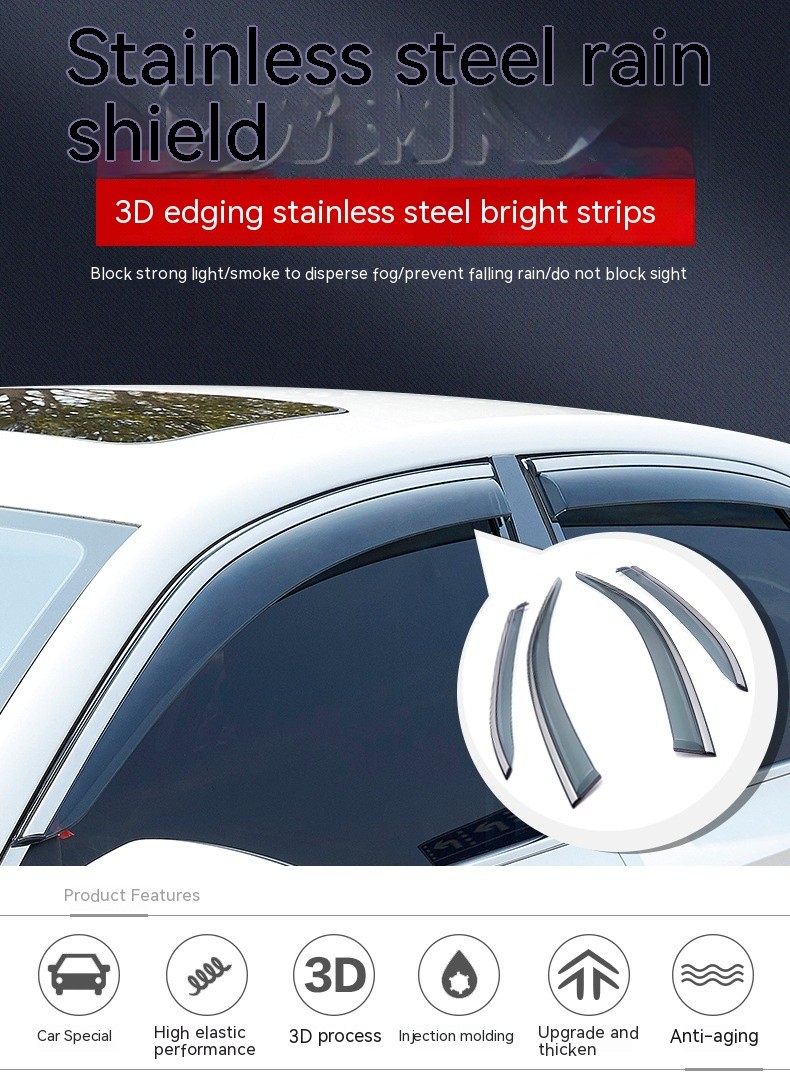 Tablero protector contra la lluvia para ventanas decorativas modificadas para automóviles