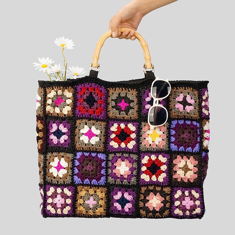 Bolso de hombro de bambú para mujer de moda retro