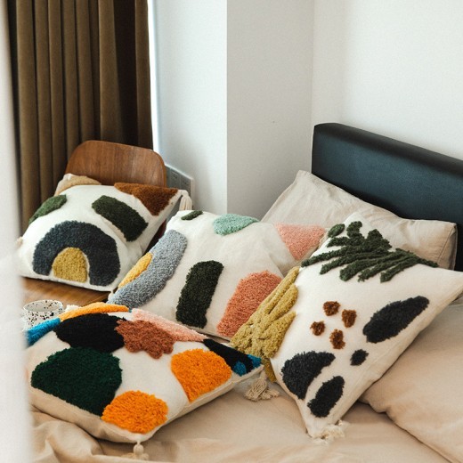 Funda de almohada para sofá con diseño de mechones, decoración para el hogar