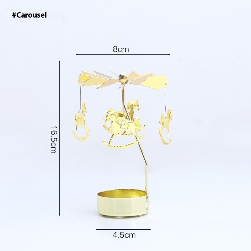 Candelabro de aromaterapia con forma de corazón dorado y rotación de ambiente.