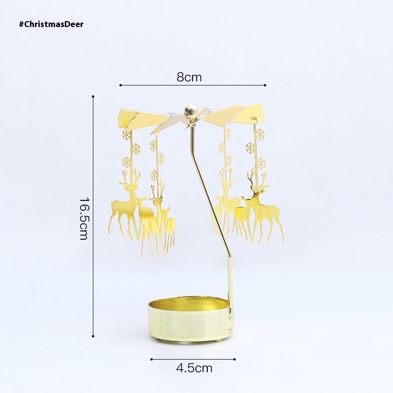 Candelabro de aromaterapia con forma de corazón dorado y rotación de ambiente.