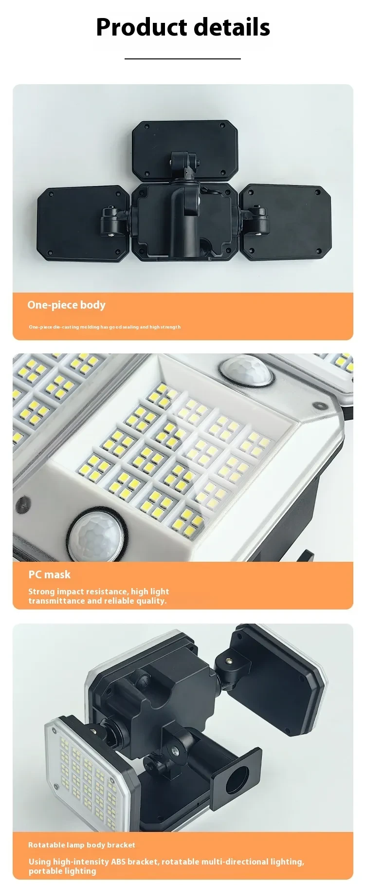 Lámpara de jardín multiángulo con doble inducción del cuerpo humano