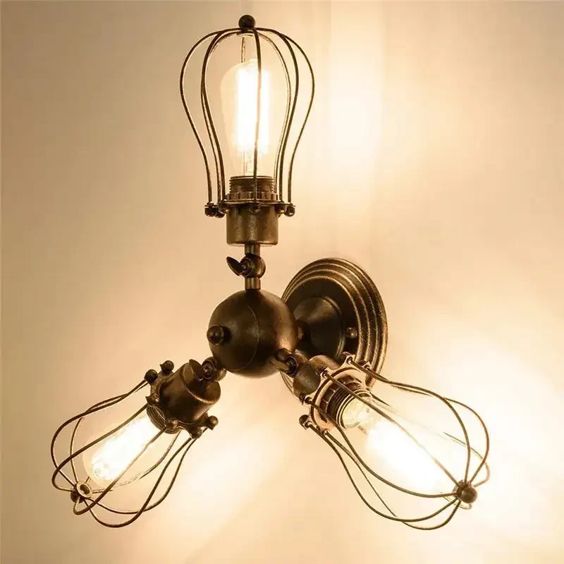 Lámpara de techo retro de tres luces para dormitorio en la sala de estar