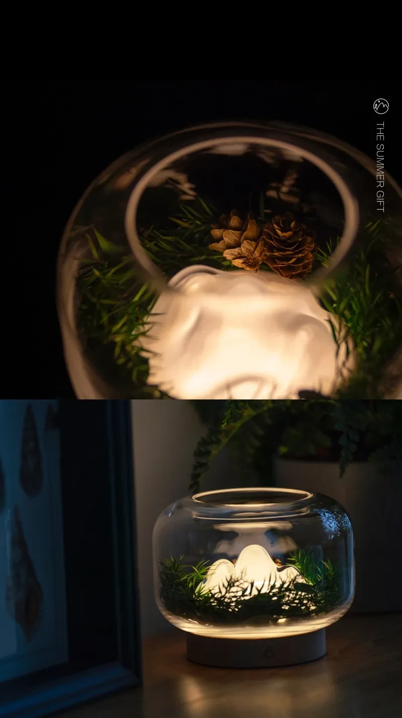 Lámpara de montaña cálida para las cuatro estaciones, decoración de aromaterapia, lámpara de noche pequeña de vidrio