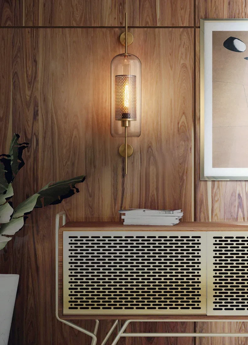 Lámpara de pared para sala de estar, estilo retro, creativa, para pasillo, con bola de cristal