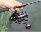 Carrete de pesca giratorio metálico HE7000 con recuperación izquierda/derecha, 5.2:1, 12 rodamientos