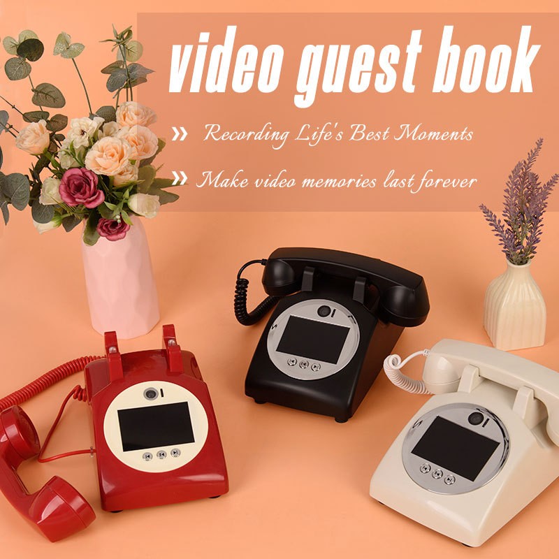 Vídeo de boda retro de estilo europeo, libro de visitas, vídeo de fiesta de cumpleaños, mensaje de bendición, decoración, teléfono