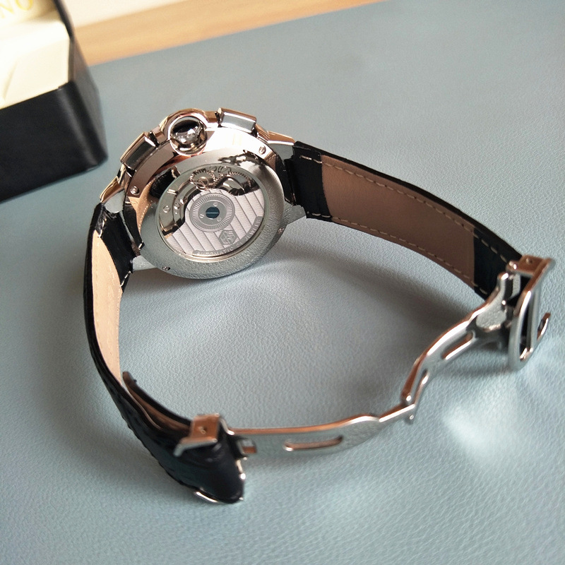 Reloj de hombre con correa de moda y luz azul, reloj mecánico automático multifunción para hombre.