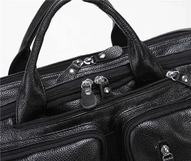 Bolso de mano multifuncional de cuero para hombre