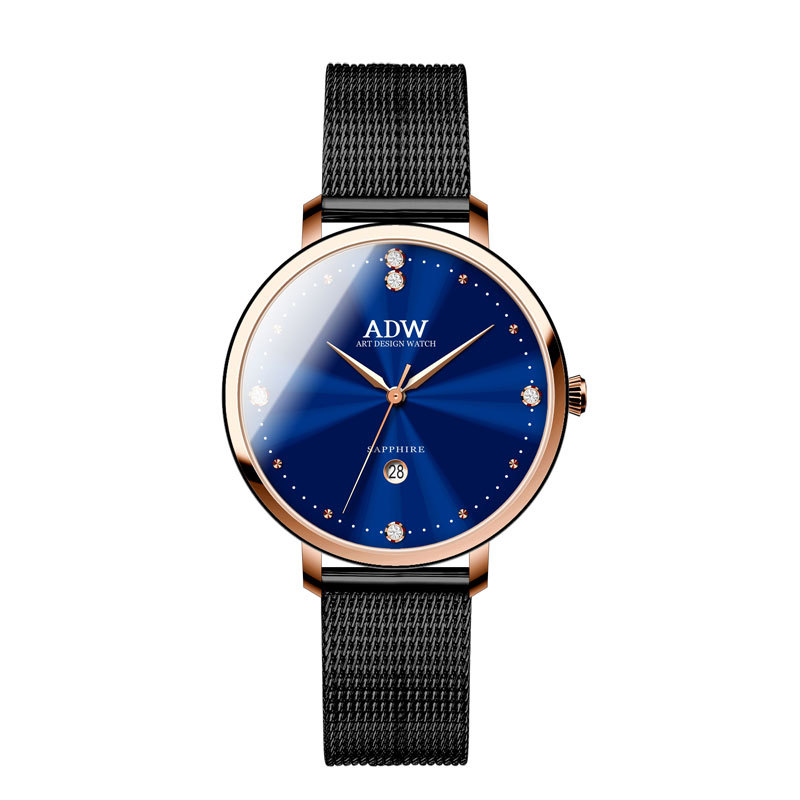 Reloj de cuarzo sencillo para mujer en oro rosa