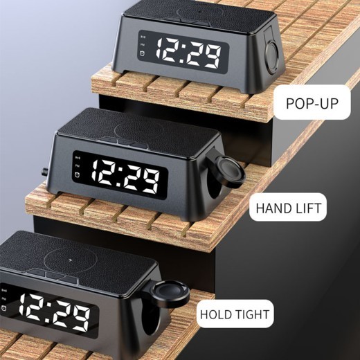 Reloj despertador inteligente con modo privado y cargador inalámbrico todo en uno