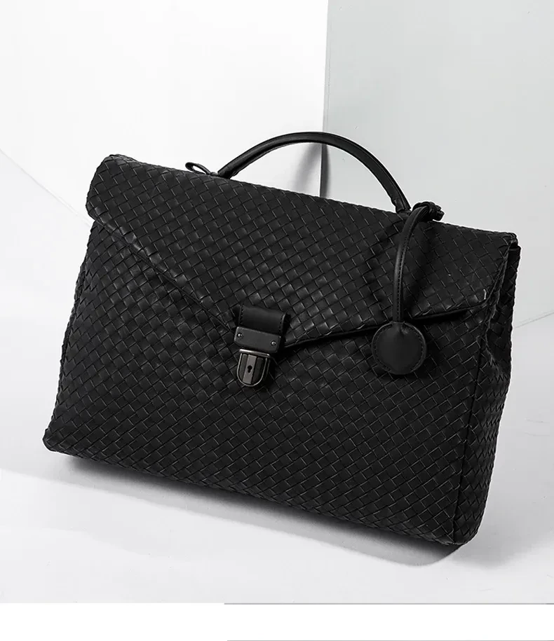 Bolso de mano para hombre, informal, de negocios, tejido tipo concha