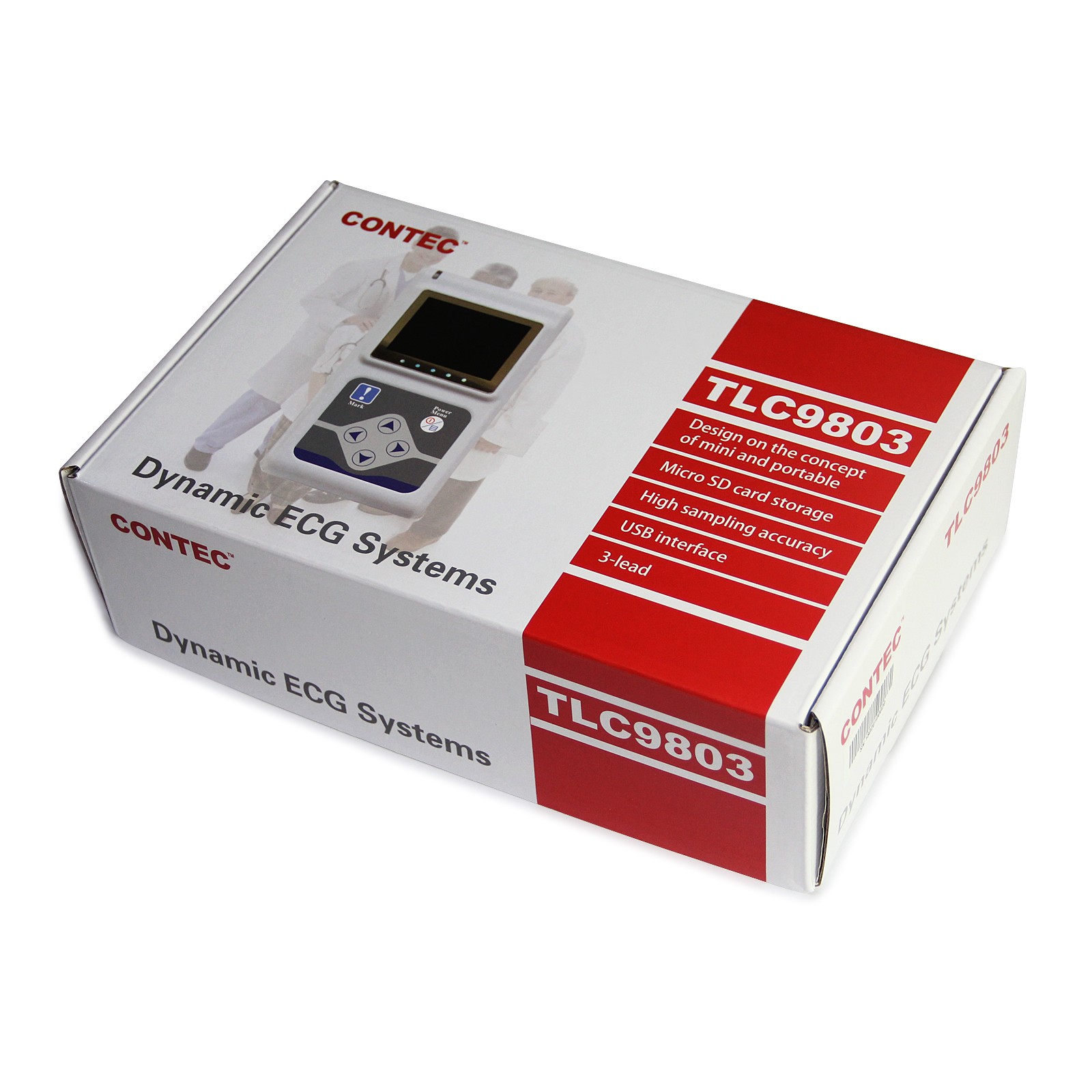 Monitor Holter de ECG portátil de 3 canales y 24 horas con software para PC Contec TLC9803